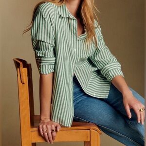 Sezane Green Stripe Tomboy Shirt